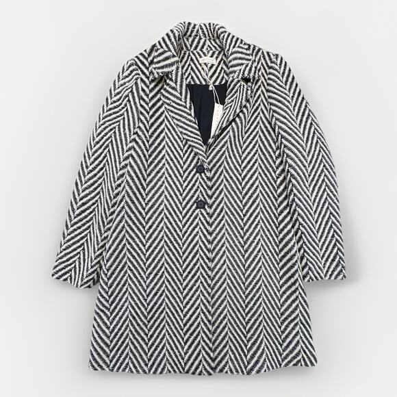 lovestitch Jackets & Blazers - Lovestitch Cream Black Chevron Coat Large L NWT New
